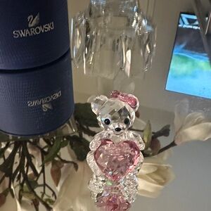 Swarovski Crystal Bear with Pink Heart